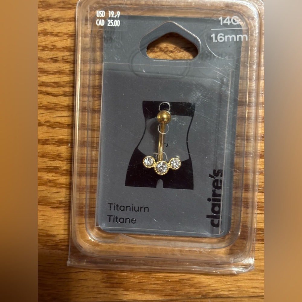Titanium Gold Belly Naval Ring‎ 14G 1.6mm